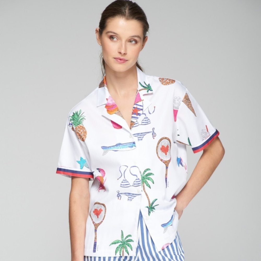 Vilagallo "Alyona" Short Sleeve Button Down Shirt Size 38 /  size medium